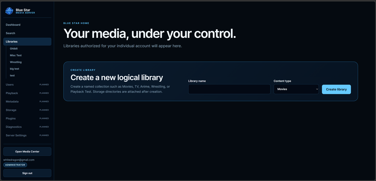 Desktop library creation screen