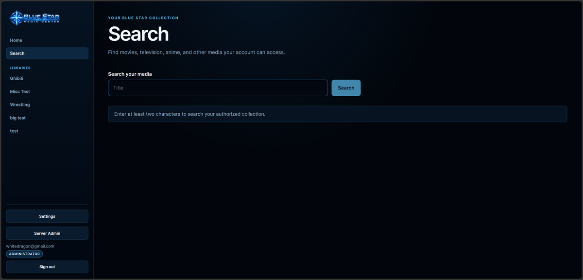 Desktop media search screen