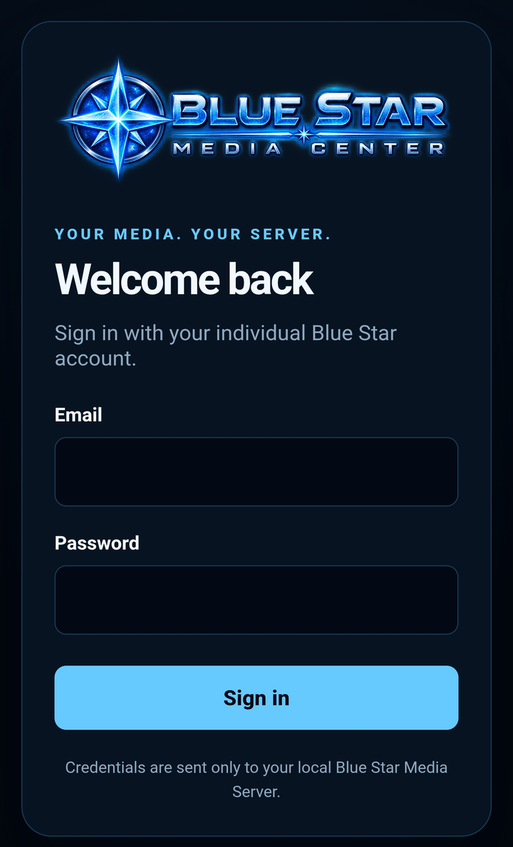 Mobile account sign-in screen