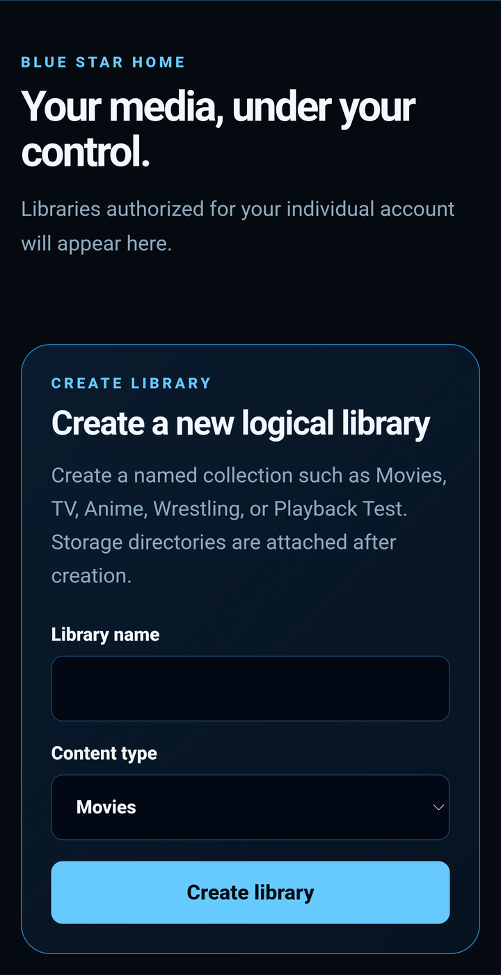 Mobile library creation screen