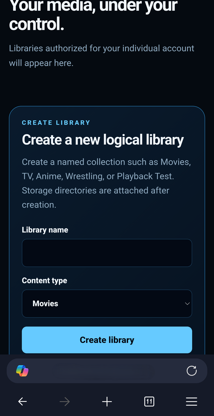 Mobile library creation form