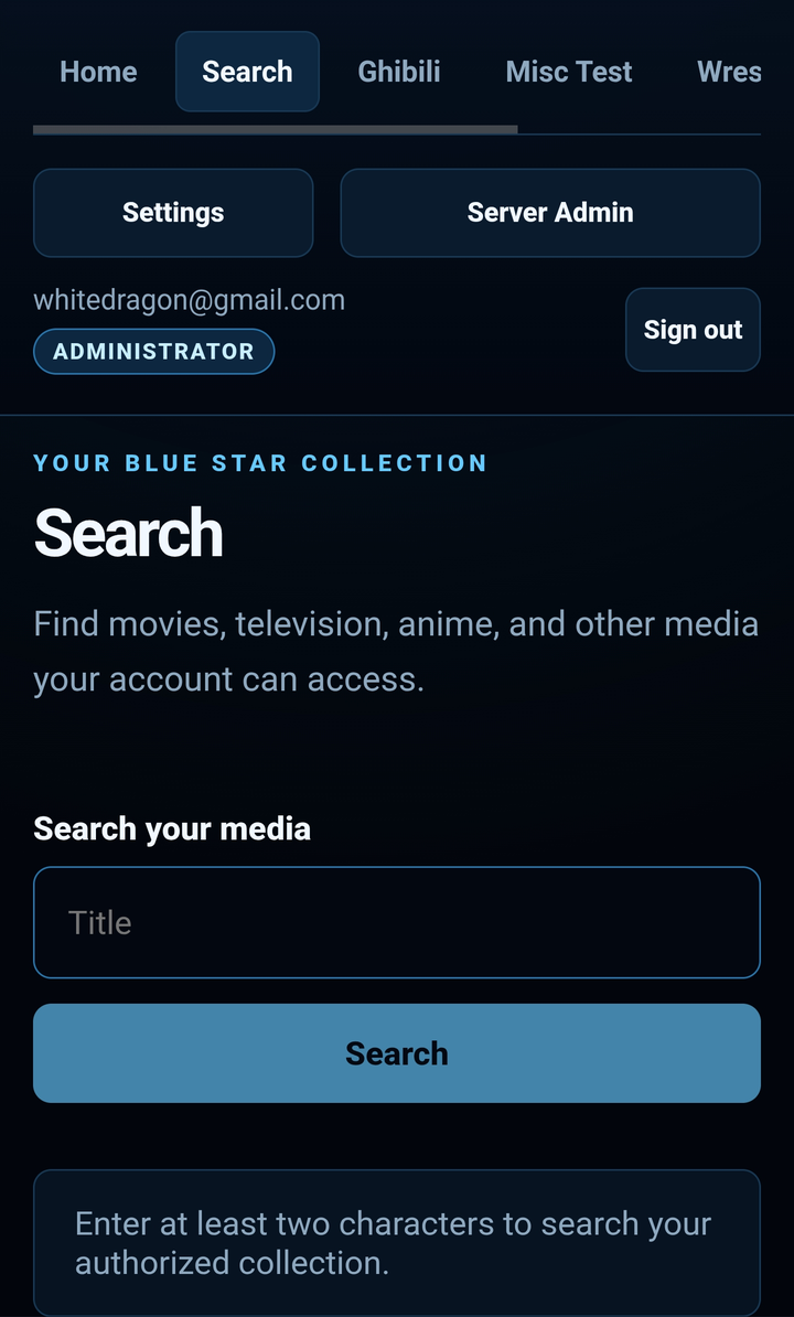 Mobile media search screen